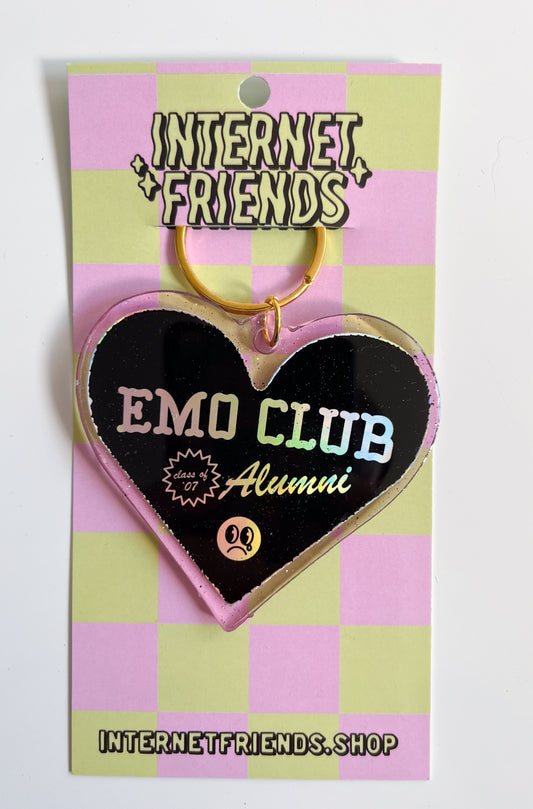 Emo club alumni holographic- Jumbo Heart Keychain