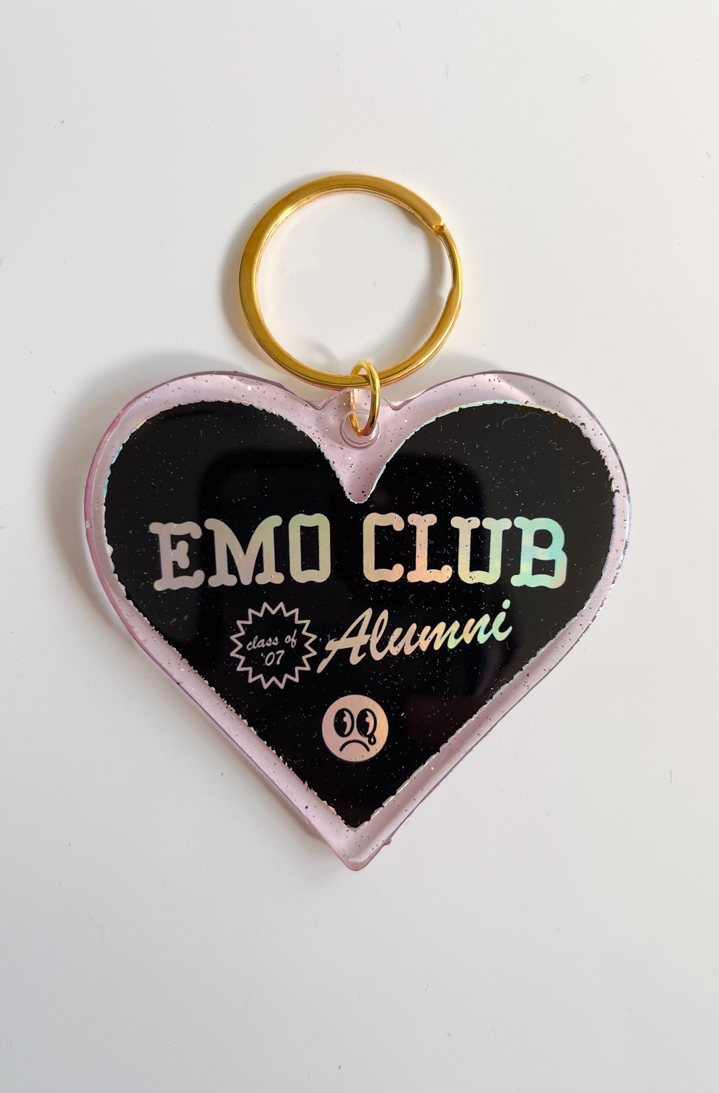 Emo club alumni holographic- Jumbo Heart Keychain