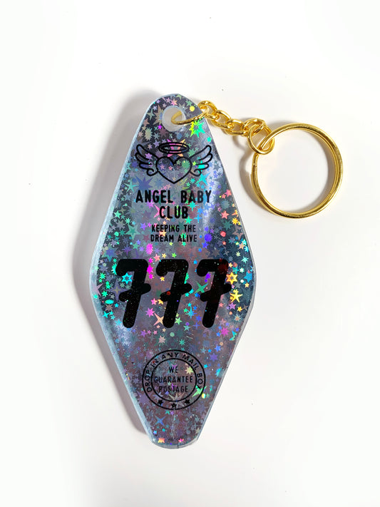 SALE Angel Baby Club - Angel Number Holographic- Vintage Hotel Handmade Keychain